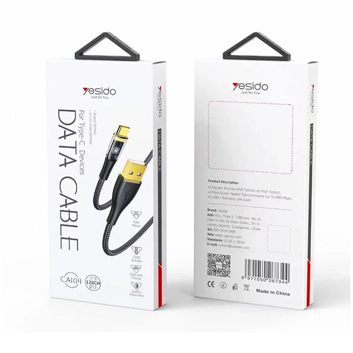 کابل USB به LIGHTNING یسیدو مدل CA104 طول 120 سانتی متر