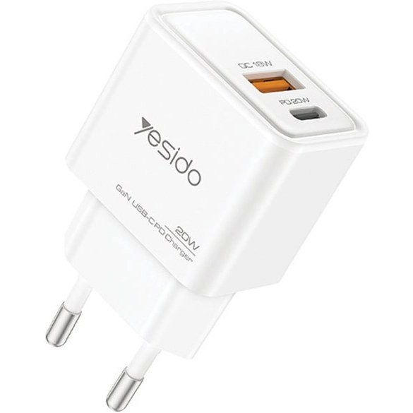 کلگی فست شارژ Yesido YC61 Gan 2Port 3A QC PD 20W