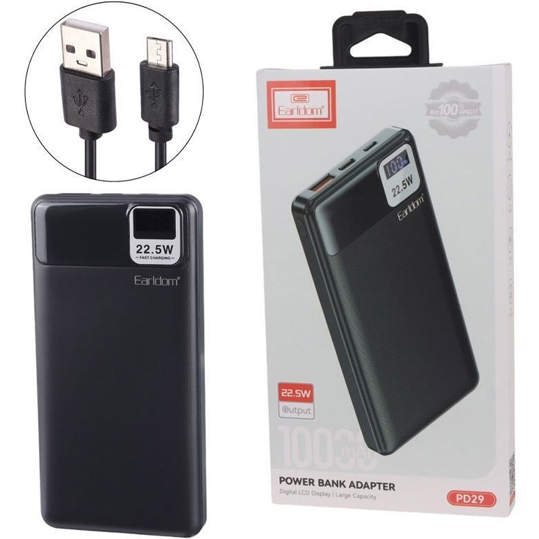 power bank earldom PD29 10000 22,5 w پاور بانک اردام ۱۰۰۰۰ میلی آمپر ۲۲.۵ وات