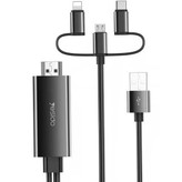 کابل 3 سر Lightning، تایپسی، میکرو به Hdmi یسیدو سری 4k مدل HM05 طول 1.8 متر