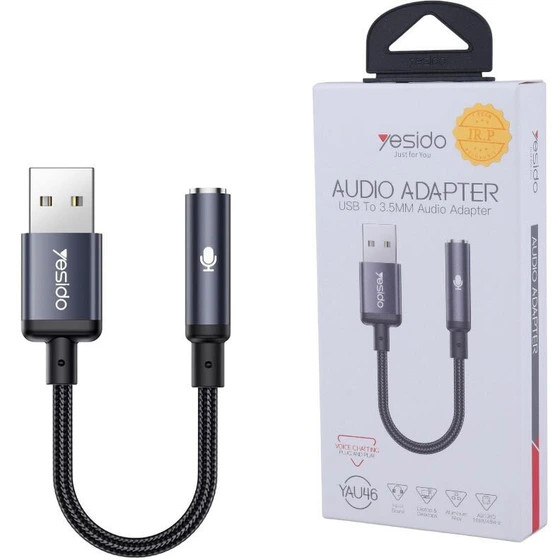 تبدیل USB به AUX یسیدو مدل YAU46 طول ۱۵ سانتیمتر
