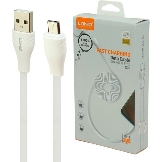 کابل میکرو یو اس بی فست شارژ Ldnio LS552 2.1A 2m