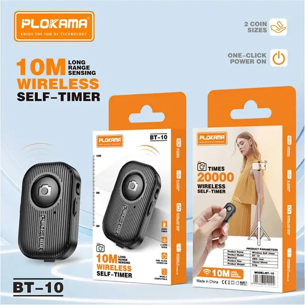 ریموت شاتر بی‌سیم PLOKAMA BT-10؛ عکاسی و فیلمبرداری راحت با برد ۱۰ متر